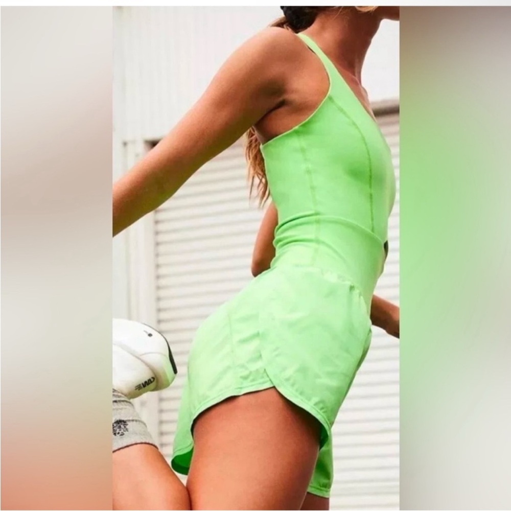 NWOT Free People FP Movement Righteous Runsie - Neon Lime Green - large - Picture 3 of 9